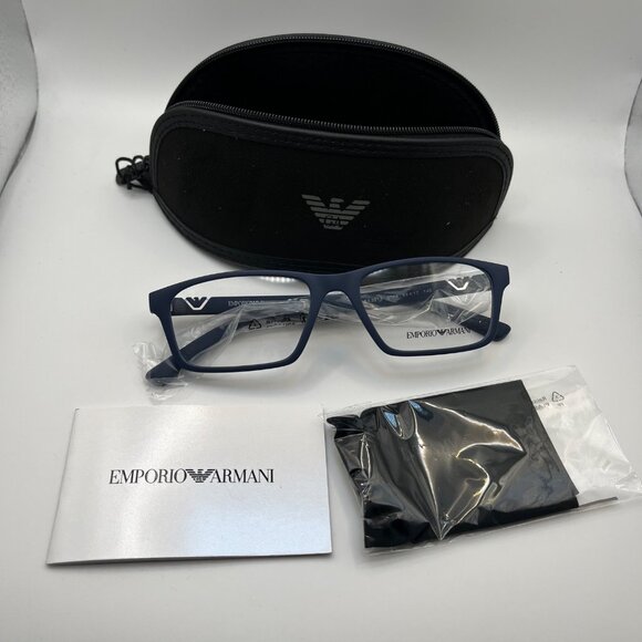 Emporio Armani Rectangular Matte Blue Mens Glasses Frames EA3213 - Picture 3 of 7